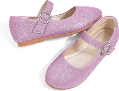 PANDANINJIA Sarena Girls Dress Shoes Rhinestone Flower Girl Ballerina Ballet Flats Mary Jane Wedding Party School Shoes for Toddler Little Kid Big Kid