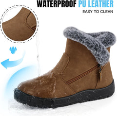 SHIBEVER Winter Boots for Women Waterproof: Womens Snow Boots Warm - Ankle Fur Lined Booties - Insulated Winter Shoes