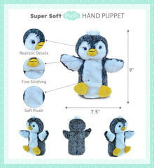 DolliBu Penguin Plush Hand Puppet for Kids - Soft Stuffed Animal Hand Puppet Toy for Puppet Show Games Puppet Theaters for Kids, Adult Cute Puppets Educational Toy to Teach Children & Toddlers
