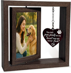 Dog Memorial Gifts for Loss of Dog – Pet Memorial Gifts for Dogs & Cats – Rotating Wooden Picture Frame for 4x6 Photos – Pet Loss Sympathy Gift