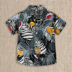 Kids Boys Hawaiian Shirt Short Sleeve Aloha Shirt Tropical Button Down Collared Tops for Boys (Green, 6-7 Years)