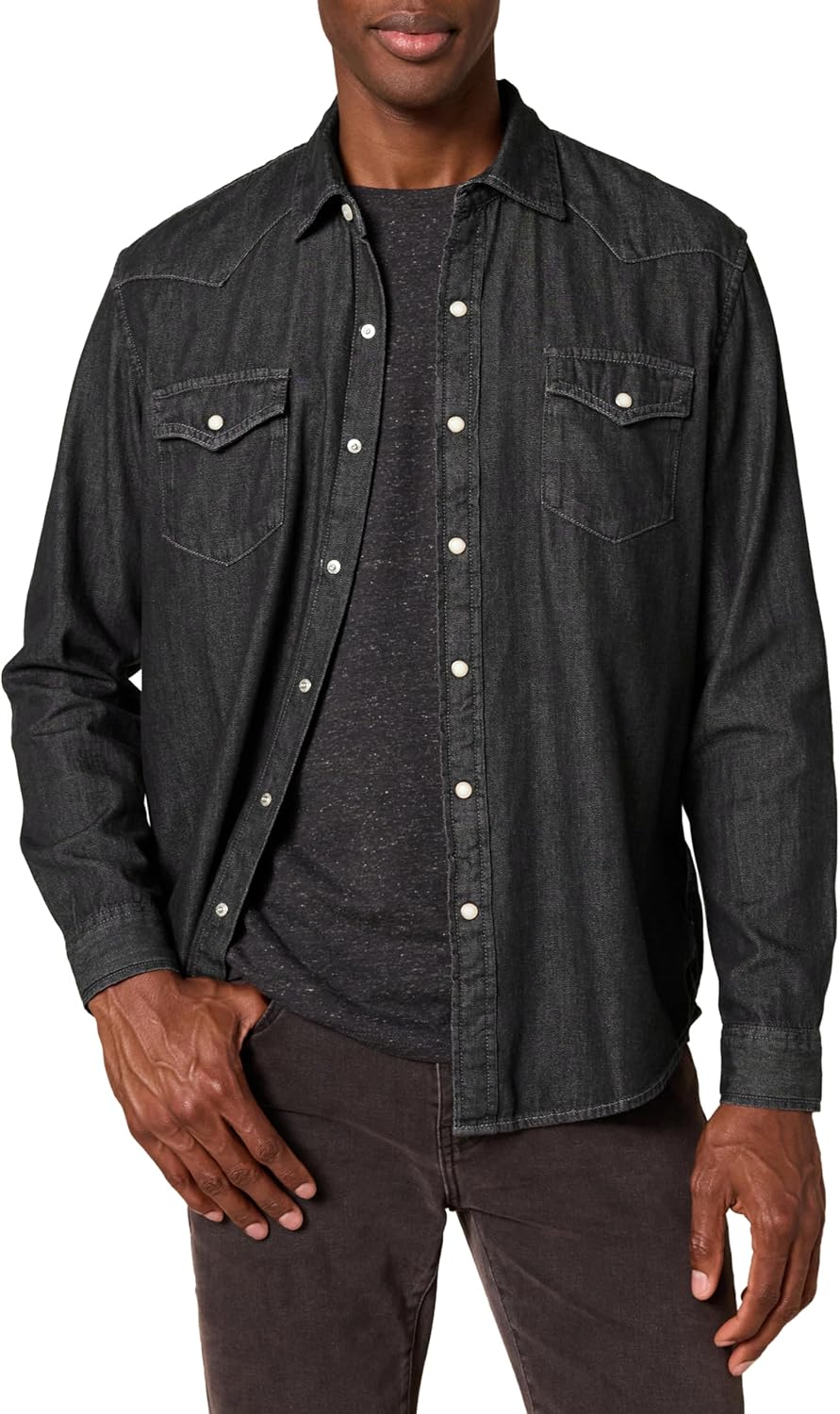 Amazon Essentials Men's Denim Shirt Long Sleeve - Regular-Fit Denim Shirt