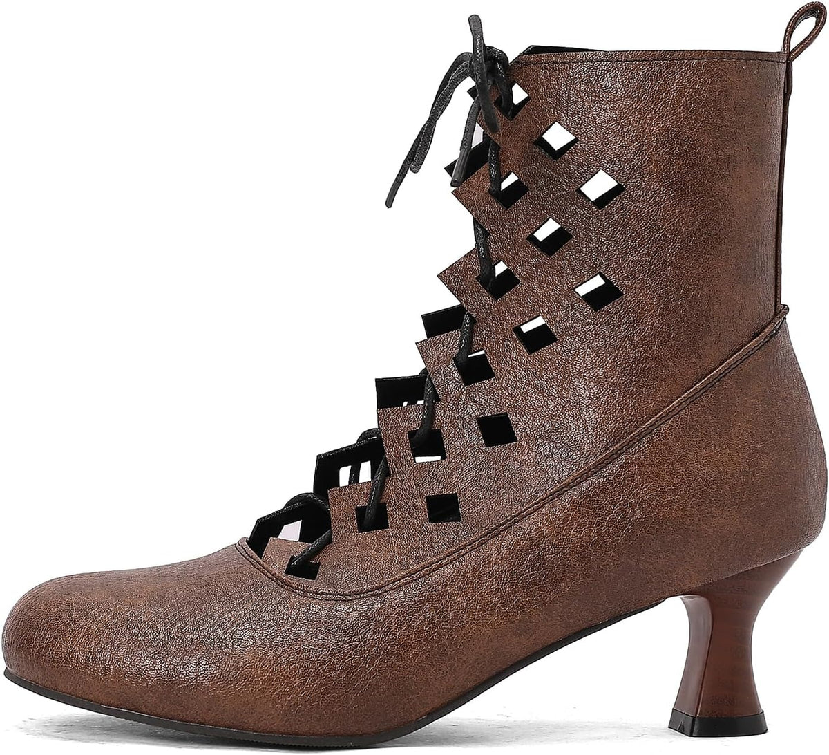 Women Retro Ankle Boots Lace Up Medieval Renaissance Pirate Viking Shoes