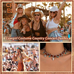 Turquoise Jewelry Western Jewelry Dress Western Charm Necklace Turquoise Cow Boot Hat Bow Charms Country Concert Outfits for Women