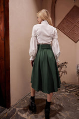 Scarlet Darkness Pirate Skirt for Women Goth Steampunk Skirt High Waist Midi A-Line Skirts with Pockets S-2XL