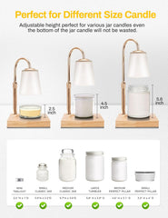 DORESshop Candle Warmer Lamp with Timer, Adjustable Height & Heat, Electric Warmer for Large Jar Candles, Includes 2X 50W Bulbs