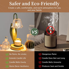 Flower Candle Warmer Lamp,Birthday Gifts for Women Mom,Candle Warmer Lamp with Timer Dimmer,Adjustable Height Wax Warmer,Wax Melt Warmer House Warming Gifts New Home Bedroom Office Décor