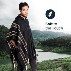 Gamboa Alpaca Poncho for Mens Pancho Mexican Hooded Cowboy and Western Ponchos Adult Blanket