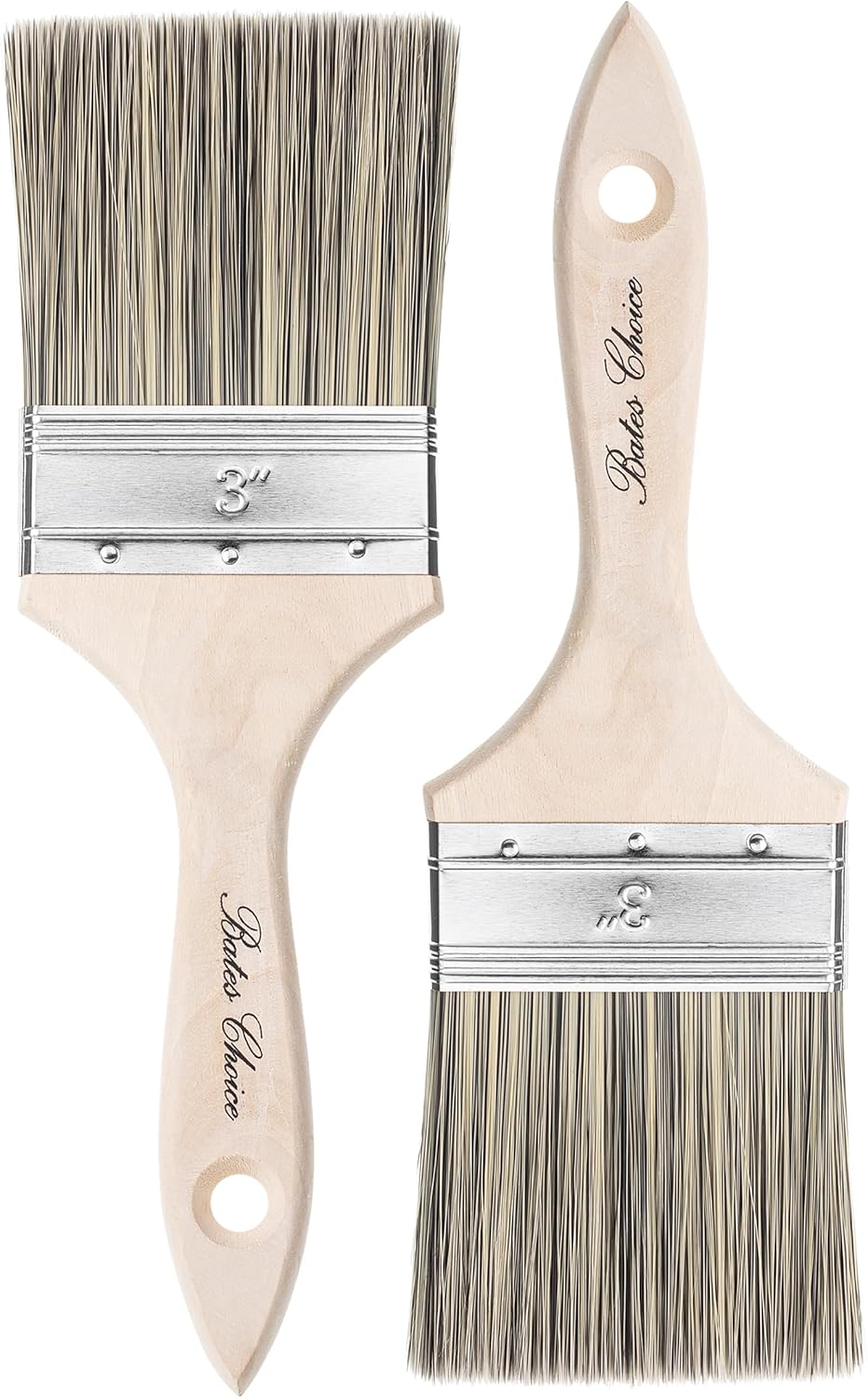 Bates- Double Thick Chip Paint Brush, 3 Inch, 2 Pack, Wooden Handle, Flat Paint Brushes for Walls and Trim, Synthetic Bristles