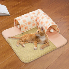 Cooling Bed Mat Cat Bed Multiuse Exercising Reversible Lightweight Removable Easy to Carry Clean Crate Mat Sleeping Pad, Orange, 60x60x20cm