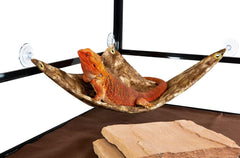 Hammock for Bearded Dragons, Brown Batik Fabric with Suction Cup Hooks