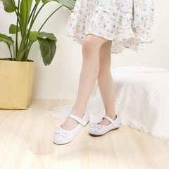 PANDANINJIA Toddler Dress Shoes Bowknot Mary Jane Shoes Girls Ballet Flats for Kids Wedding Party Uniform Church Shoes