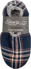 Elanze Designs Mens Plaid Plush Lined Cozy Non Slip Indoor Soft Slippers