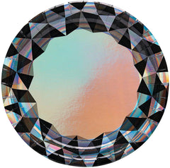 Fun Express New Year’s Eve Party Diamond Paper Dinner Plates - Eve Party Diamond Themed Disposable Party Dessert Plates - Tableware for Birthday New Year Party Decorations - Party Supplies - 8 Pieces