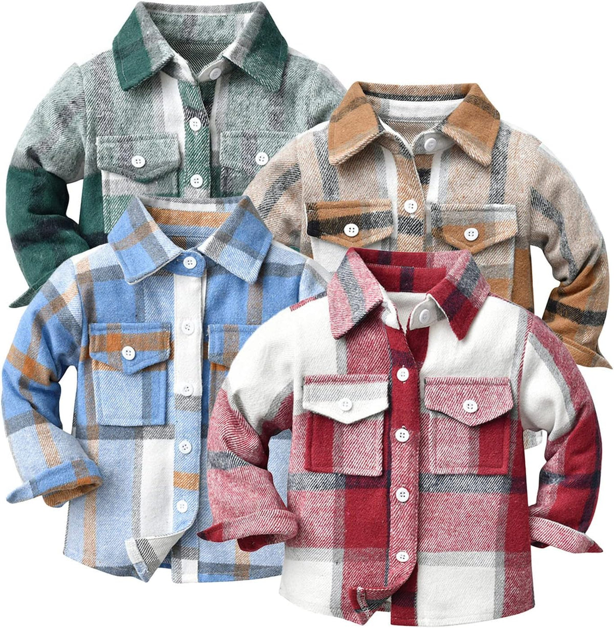 Kid Girl Boy Long Sleeve Button Down Plaid Flannel Shirts Kids Casual Regular Winter Fall Tops T-Shirt Coat Clothes (Coffee, 3-4 Years)