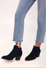 SHIBEVER Women's Ankle Boots Heel: Chunky Low Heeled Almond Toe Short Booties with Zipper Faux Suede Dress Western Fall 2025 Shoes