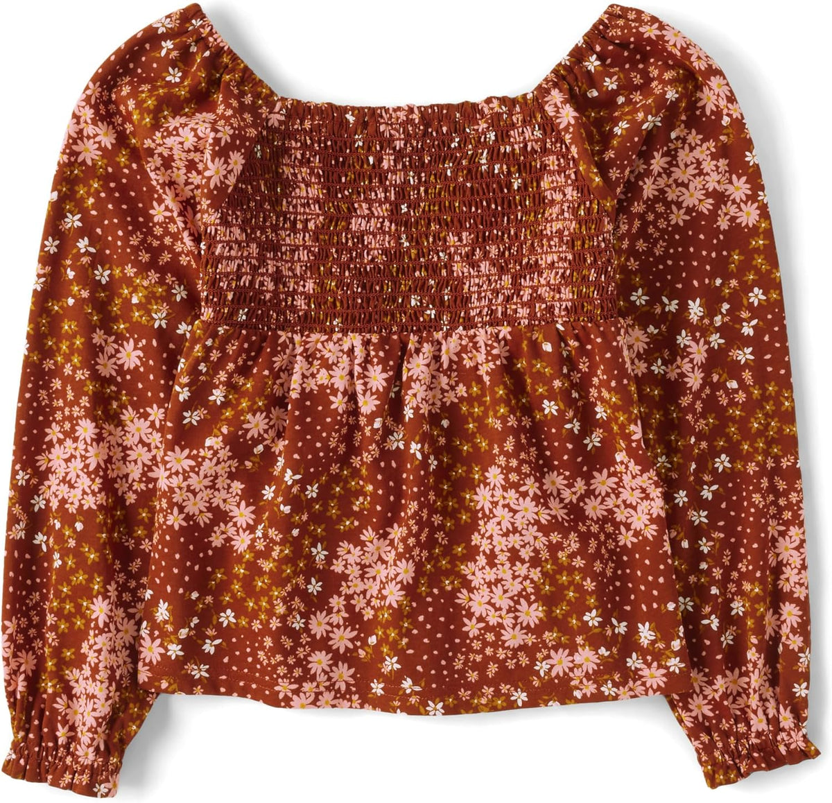 The Children's Place Girls' Long Sleeve Smocked Peplum Top