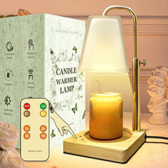 Candle Warmer Lamp with Timer Electric Wax Warmer for Scented Wax Melt Warmer Melter for Jar Candles Touch and Remote Control Dimmable Adjustable Height Gifts for Women 2 Bulbs,Frossted Glass