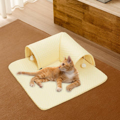 Cooling Bed Mat Cat Bed Multiuse Exercising Reversible Lightweight Removable Easy to Carry Clean Crate Mat Sleeping Pad, Yellow, 60x60x20cm