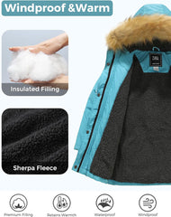 ZSHOW Girls' Hooded Puffer Jacket Water Winter Coat Outerwear Jacket Warm Parka