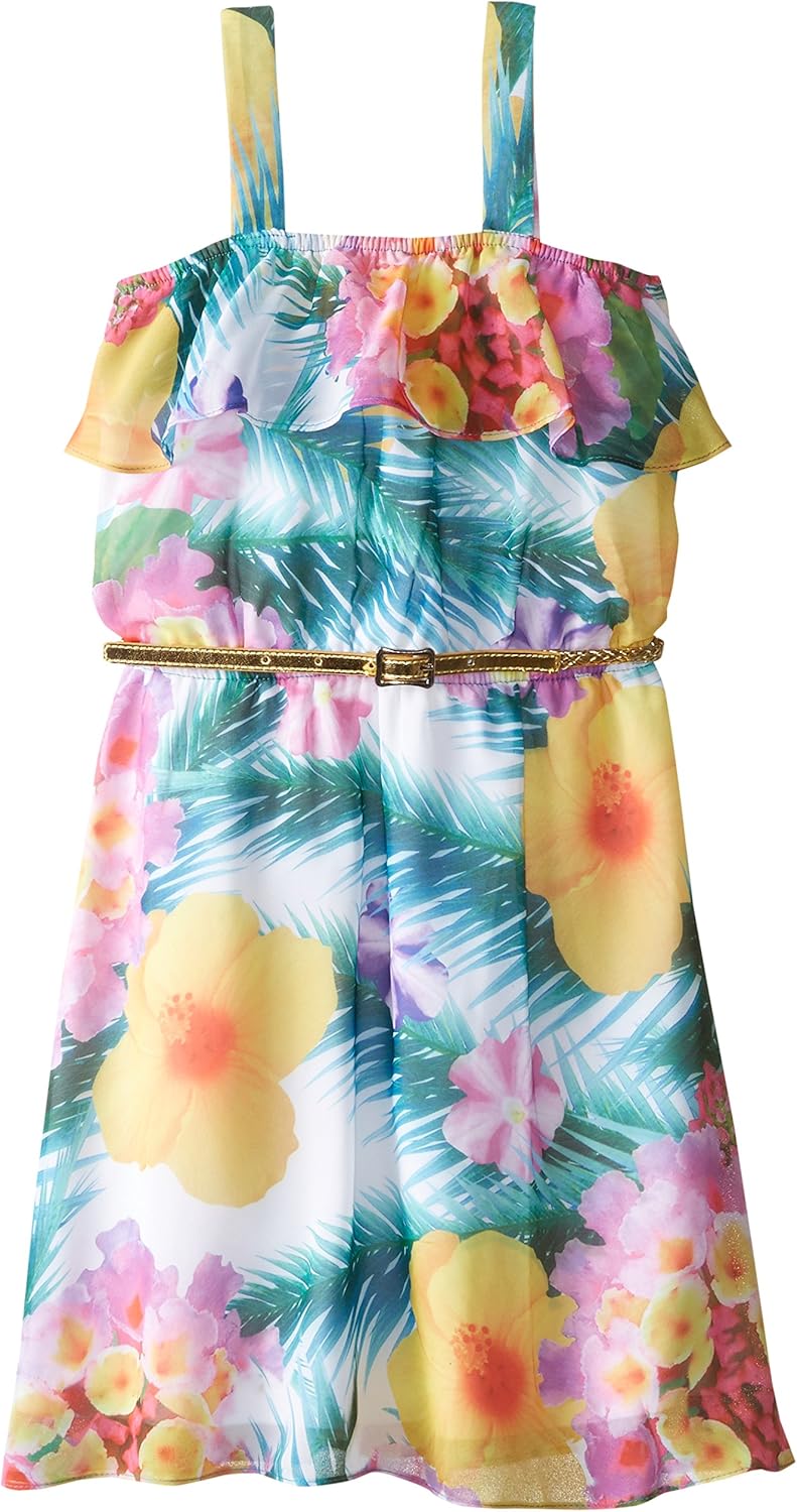 Girls' Printed Ruffle Top Dress