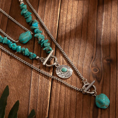 Vintage Turquoise Necklace Western Boho Jewelry for Women Statement Accessories