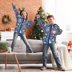 Aslsiy Boys Fleece Jacket Colored Robots Blue Toddler Hooded Coat Outerwear