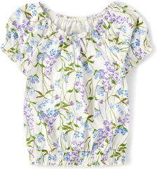 The Children's Place Girls' Smocked Short Sleeve Tops