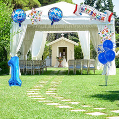 Happy 12th Birthday Balloon Colorful Banner Balloons Set 12th Year Old Birthday Blue Theme 12 Balloon Number 12 Foil Mylar Balloons Kids 12 Party Balloons Confetti Latex Mylar Balloons Party Supplies