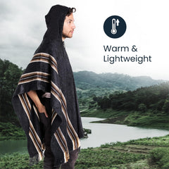 Gamboa Alpaca Poncho for Mens Pancho Mexican Hooded Cowboy and Western Ponchos Adult Blanket