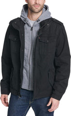Levi's Men's Washed Cotton Hooded Military Jacket