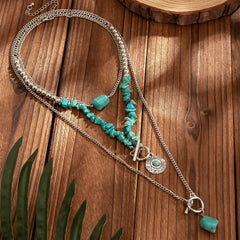 Vintage Turquoise Necklace Western Boho Jewelry for Women Statement Accessories