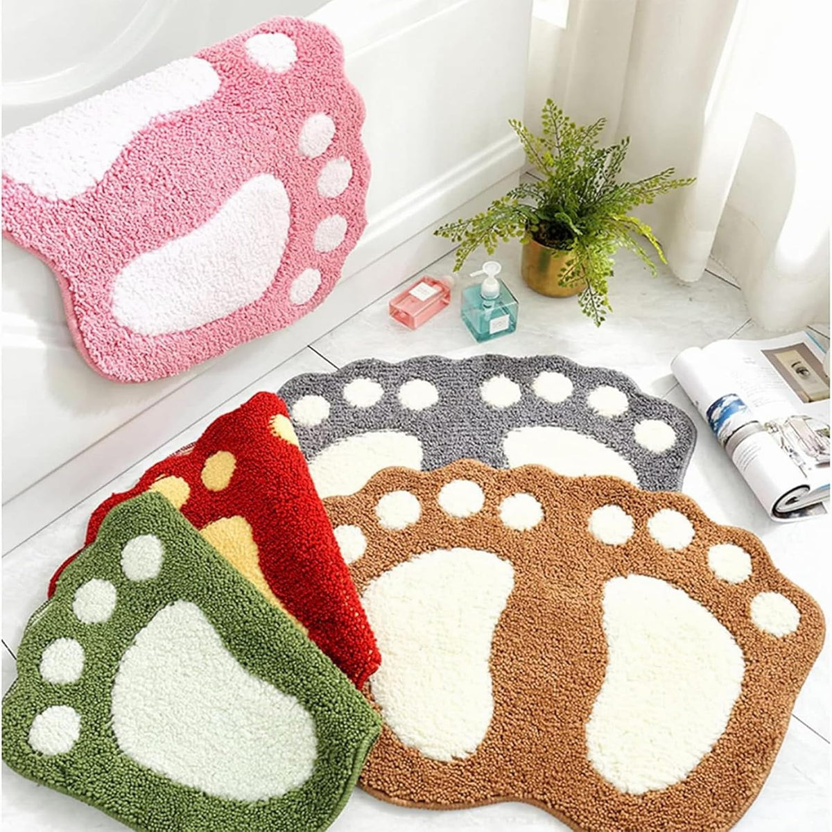 FT13 Big Feet Bathroom Rugs Mats Water Absorbent Non-Slip Foot Shaped Bath Mat forShower Room Soft Microfiber Bath Mat Machine Washable