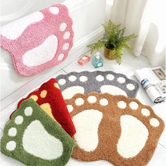 FT13 Big Feet Bathroom Rugs Mats Water Absorbent Non-Slip Foot Shaped Bath Mat forShower Room Soft Microfiber Bath Mat Machine Washable