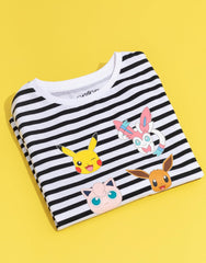 Pokemon T-Shirt Girls Kids Pikachu Eevee Friends Pink Or Blue Character Top