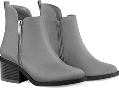 PIZZ ANNU Women's Fashion Ankle Boots Round Toe Low Chunky Block Heel Non-Slip Comfortable Short Boots Side Zipper Booties Shoes