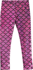 City Threads Girls Leggings Metallic Mermaid Print Shiny Colorful Fun Ankle Length Made in USA