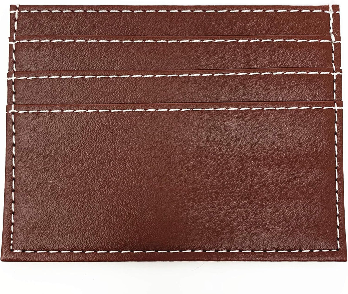New Mens & Womens Slim Leather Wallet ID Card Holder Open Money Pocket (3" X 4") (Brown)
