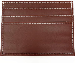 New Mens & Womens Slim Leather Wallet ID Card Holder Open Money Pocket (3" X 4") (Brown)