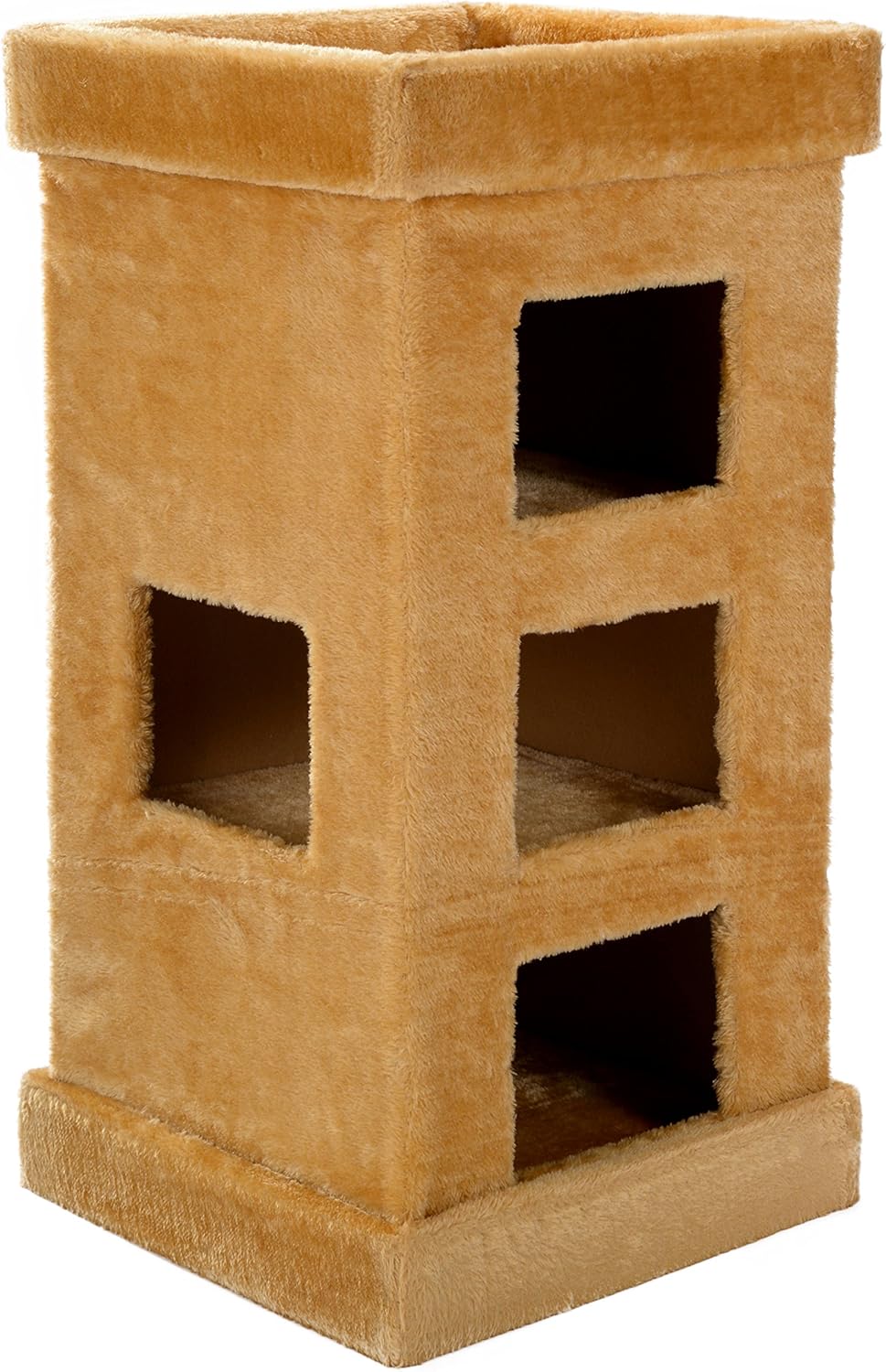 Mool Deluxe Rectangular Fun Cat Scratching Tree/Post Hideaway with Viewing Platform/Bed, 74 cm, Golden Sand