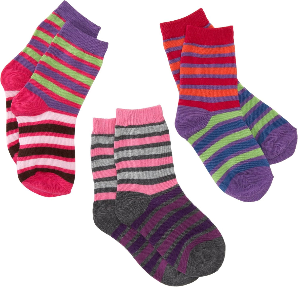Jefferies Socks Girls 2-6x Stripe 3 Pack Triple Treat