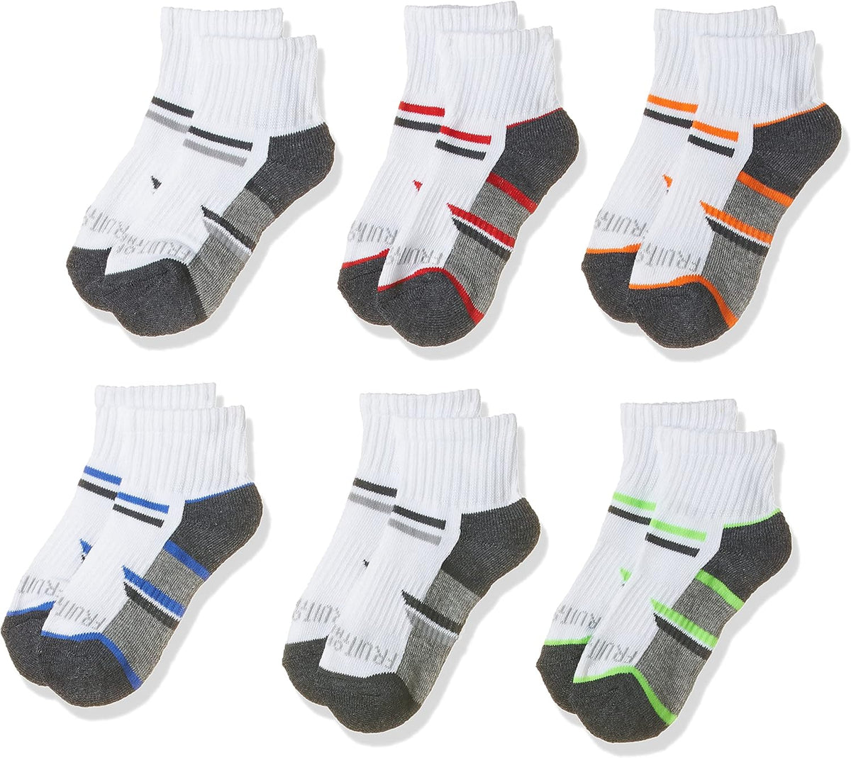 Fruit of the Loom Boys' 6 Pair Pack Half Cushion Socks