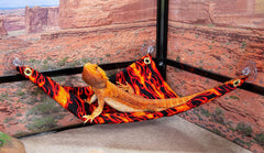 Hammock for Bearded Dragons, Flames Fabric with Suction Cup Hooks
