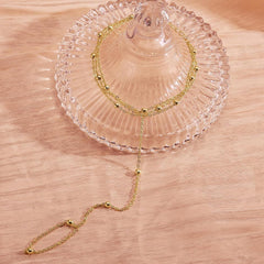 Dainty Gold Hand Chain Bracelet with Finger Ring Zircon Jewelry for Women