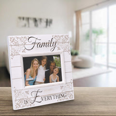 Malden International Designs Sun Washed Words Family Distressed Cream Picture Frame, 4x6, Cream