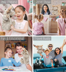 DolliBu Moose Plush Hand Puppet - Super Soft Stuffed Animal Hand Puppet Moose Toy for Kids, Educational Puppets for Teaching Wild Animals for Toddlers