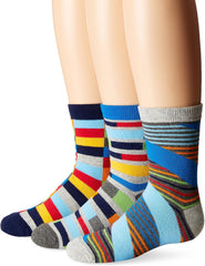 Jefferies Socks Big Boys' Funky Stripe Crew Socks (3 Pair Pack)