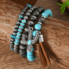 Western Turquoise Bracelet for Women Boho Beaded Stack Concho Country Jewelry 2025