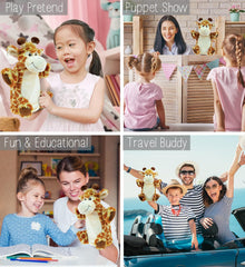 DolliBu Giraffe Plush Hand Puppet For Kids - Soft Plush Stuffed Animal Hand Puppet Toy for Puppet Show Games & Puppet Theaters for Kids, Adult Cute Puppets Educational Toy to Teach Children & Toddlers