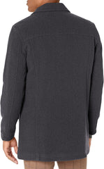 Cole Haan Men's Button Up Wool Plush Car Coat